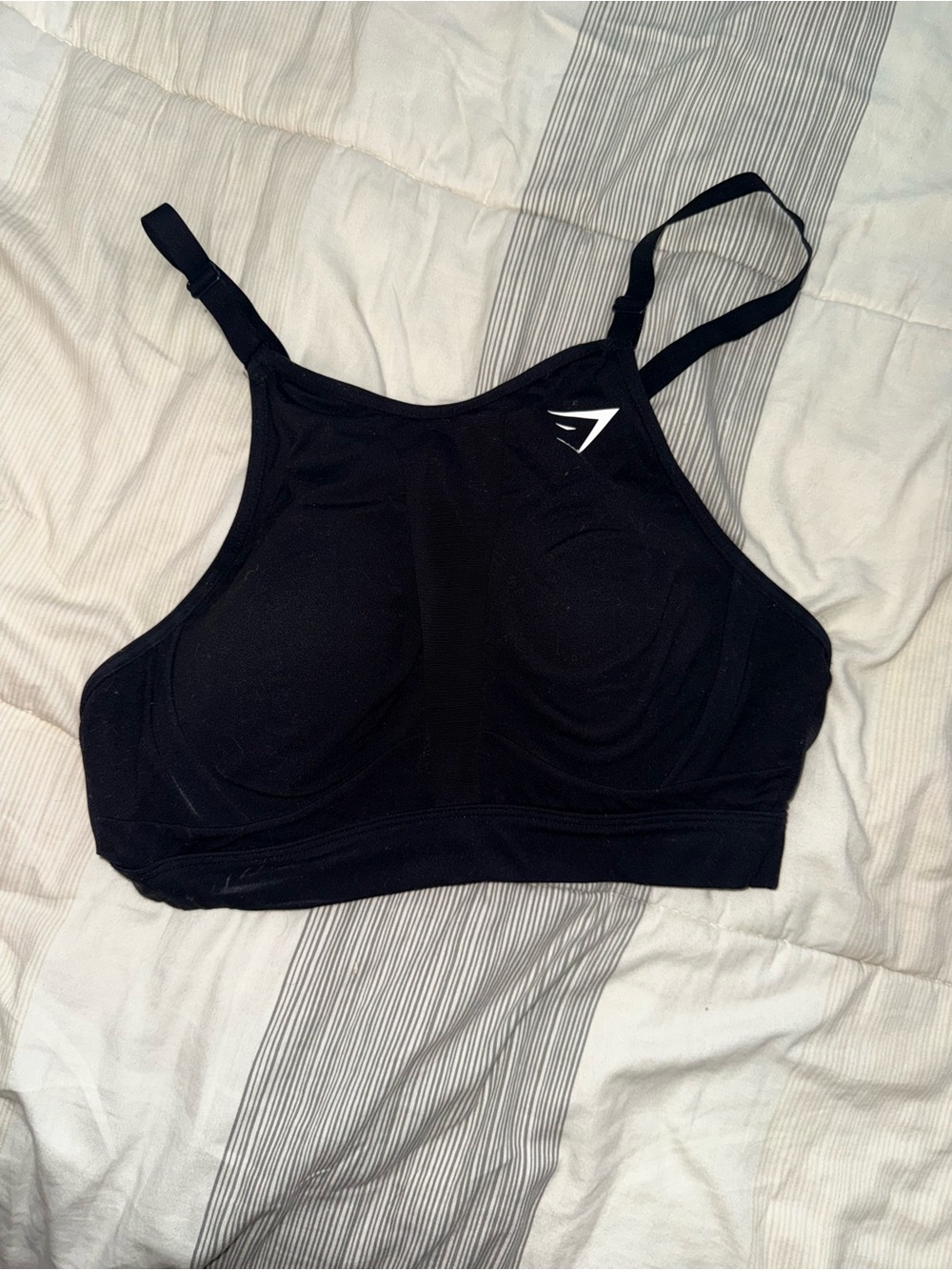 Gymshark Black High-Neck Padded Sports Bra with Adjustable Straps
